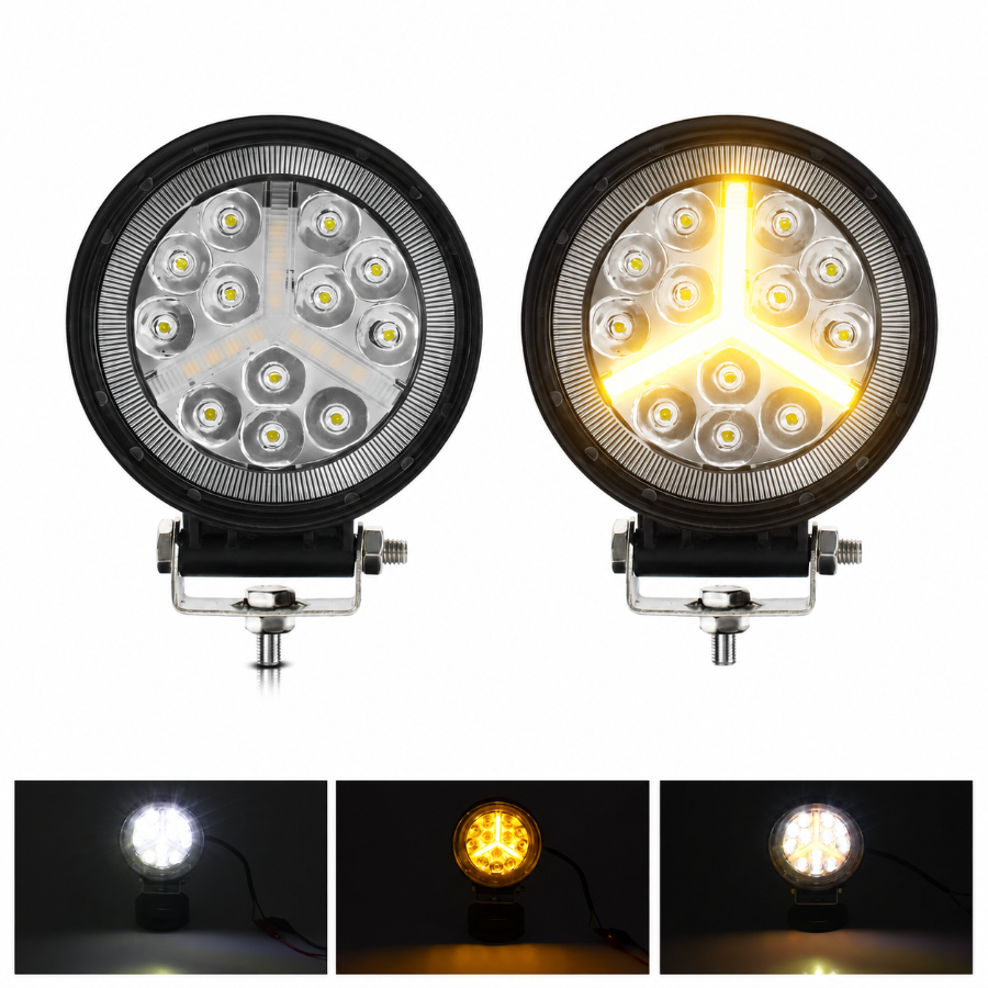 Fara LED rabochego sveta kruglaya 4", E17 (Y-obraznyy otrazhatel), 3 wire