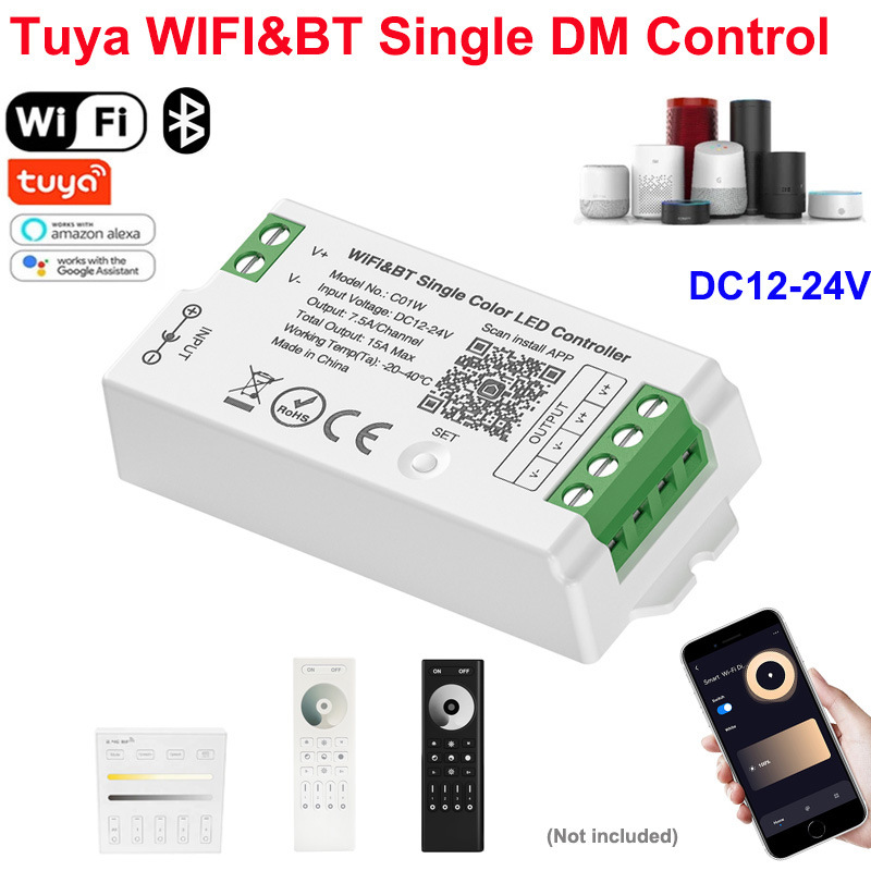 Контроллеры для светодиодных лент Tuya Wi-Fi + Bluetooth, DC 12–24 В