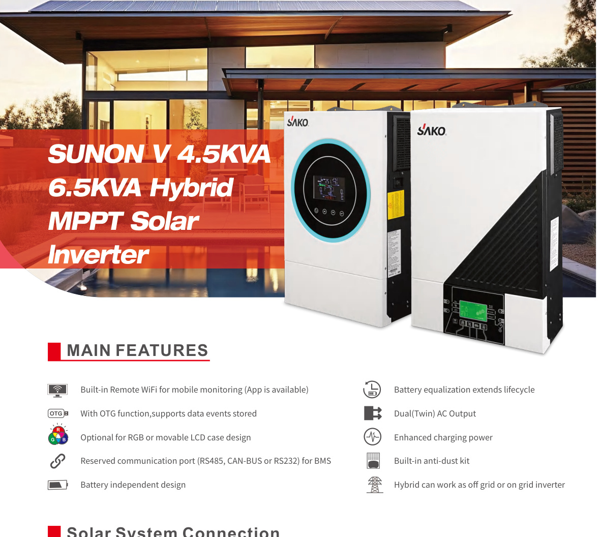 SAKO SUNON V 4.5–6.5 kVA hybrid inverters