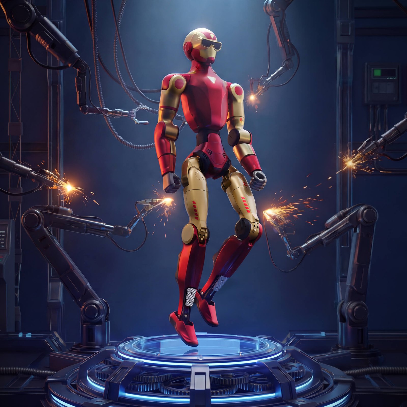 Unitree R1 humanoid robot, red-gold (26 DOF)