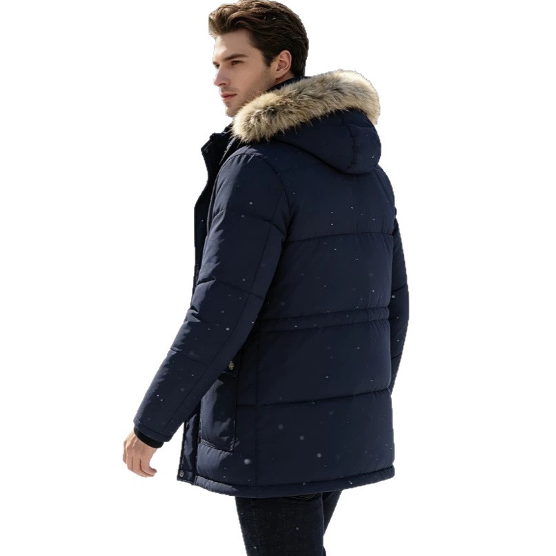 Мужская зимняя куртка 28899 на флисе со съёмным капюшоном, размеры XS–XXL