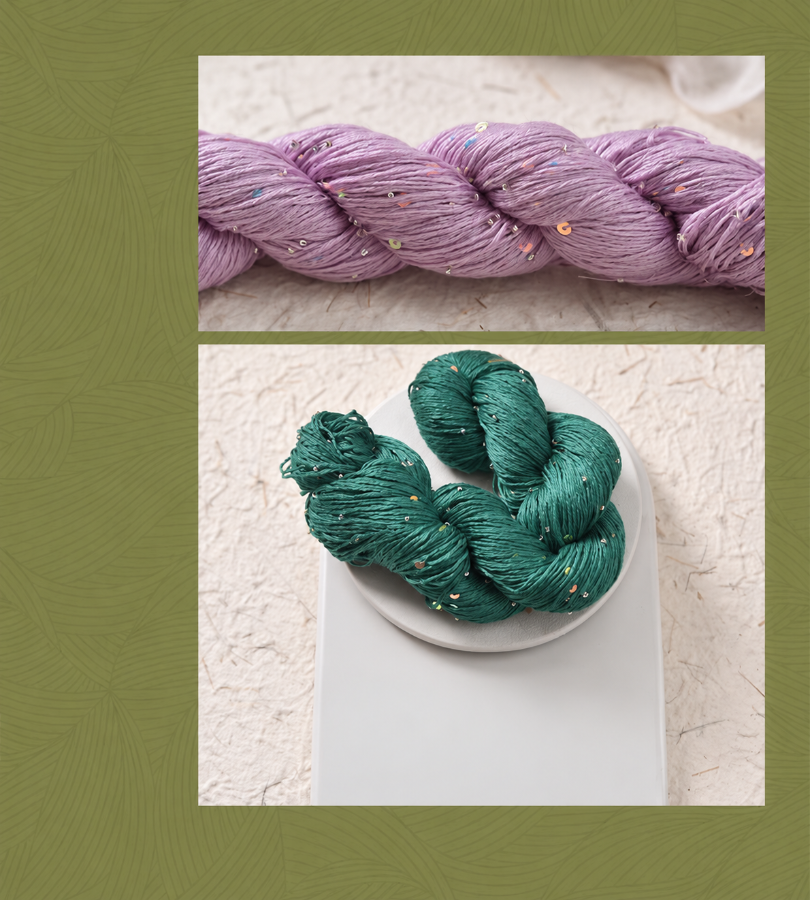 Decorative yarn with beads and sequins, 100 g / 400 m