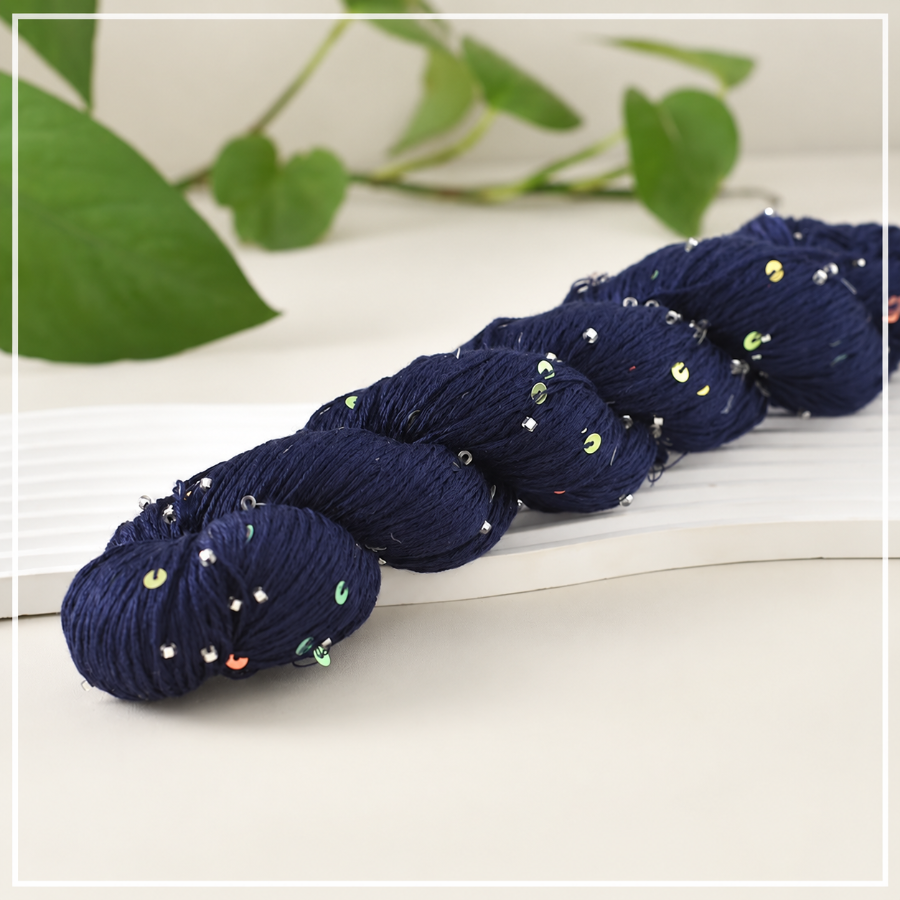 Decorative yarn with beads and sequins, 100 g / 400 m