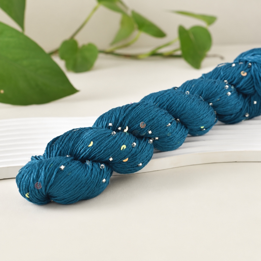 Decorative yarn with beads and sequins, 100 g / 400 m