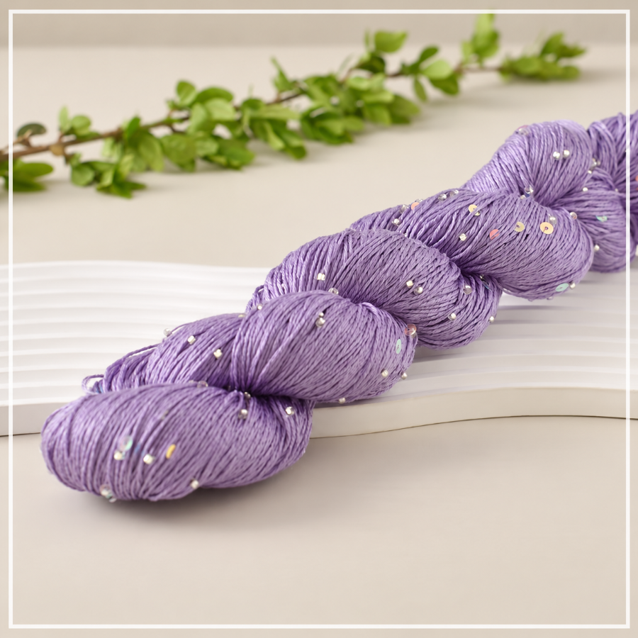 Decorative yarn with beads and sequins, 100 g / 400 m