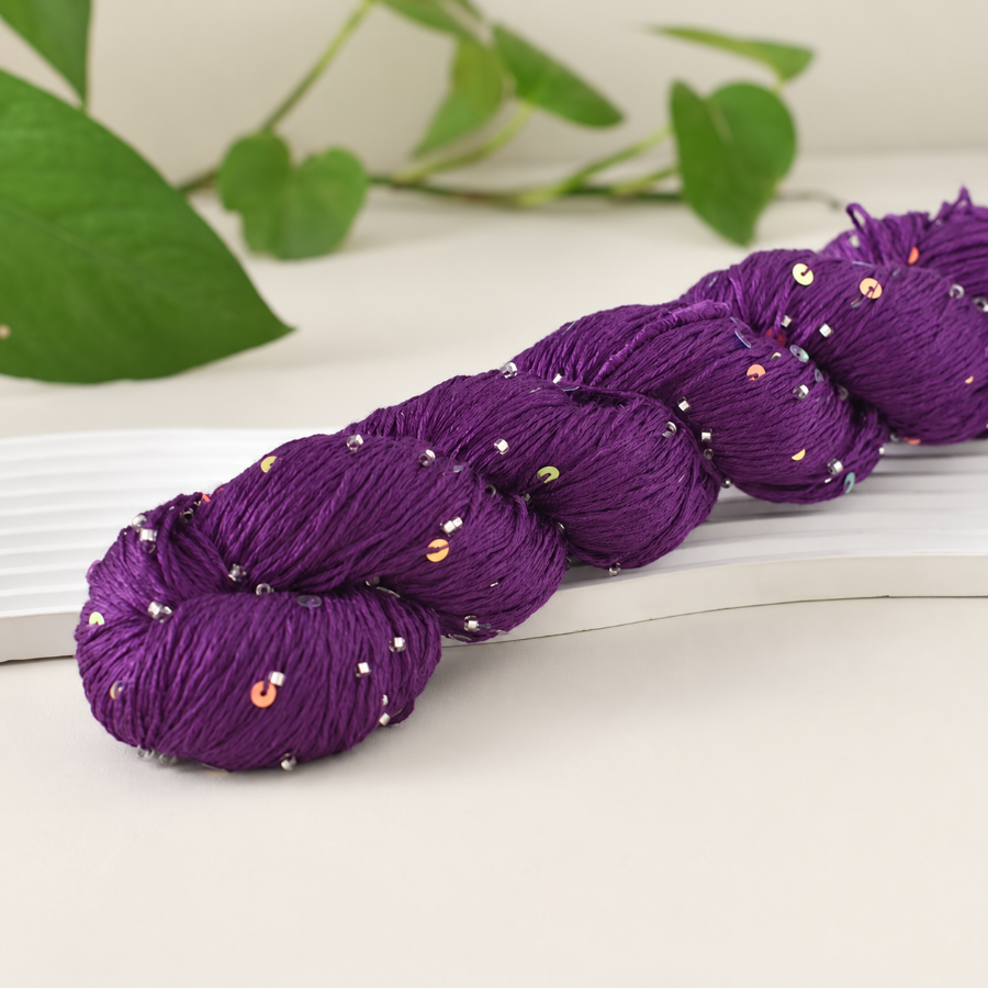 Decorative yarn with beads and sequins, 100 g / 400 m
