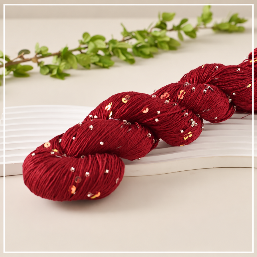 Decorative yarn with beads and sequins, 100 g / 400 m