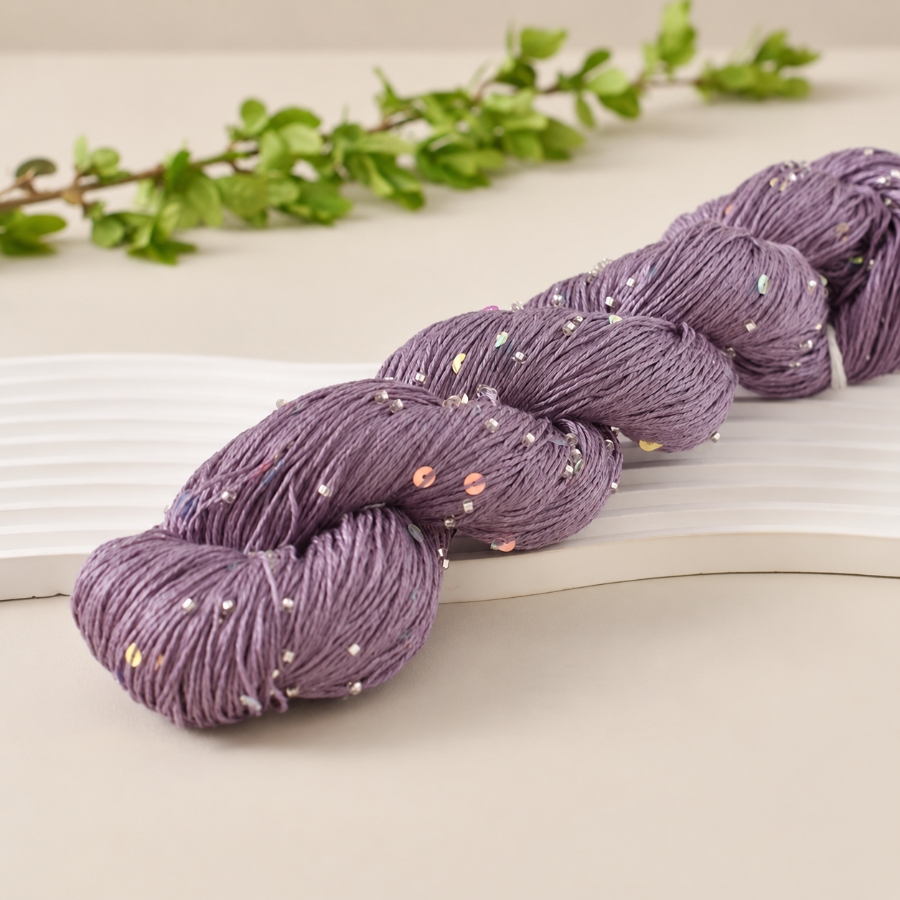 Decorative yarn with beads and sequins, 100 g / 400 m