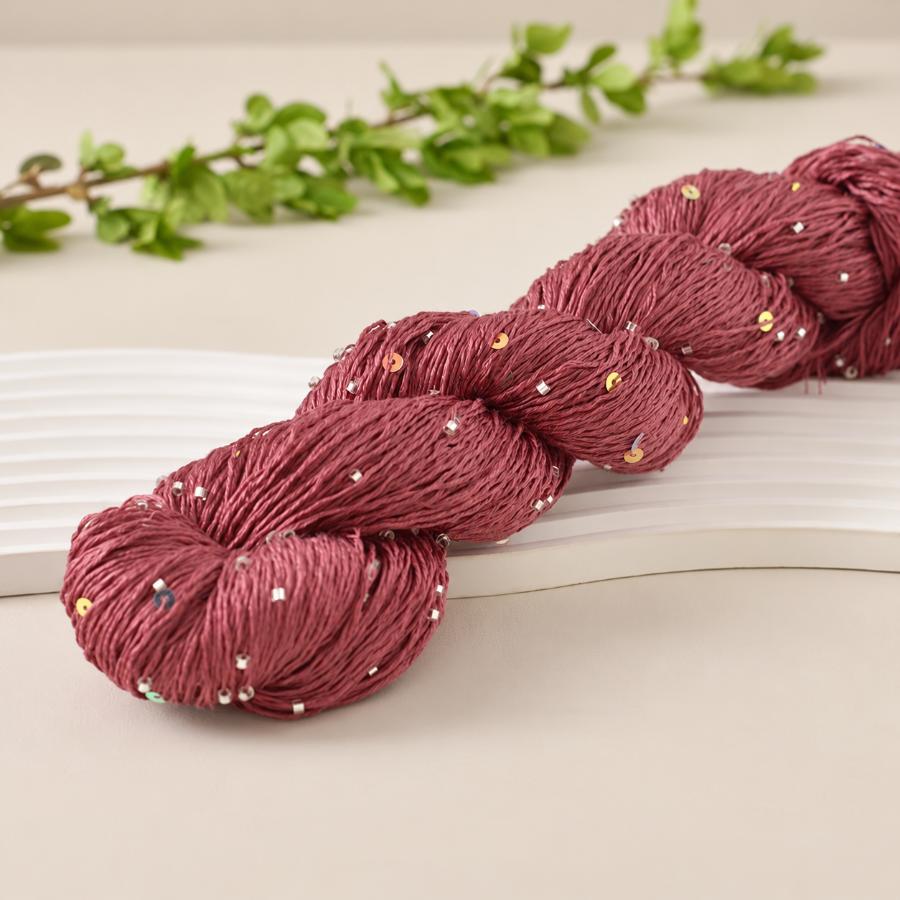 Decorative yarn with beads and sequins, 100 g / 400 m