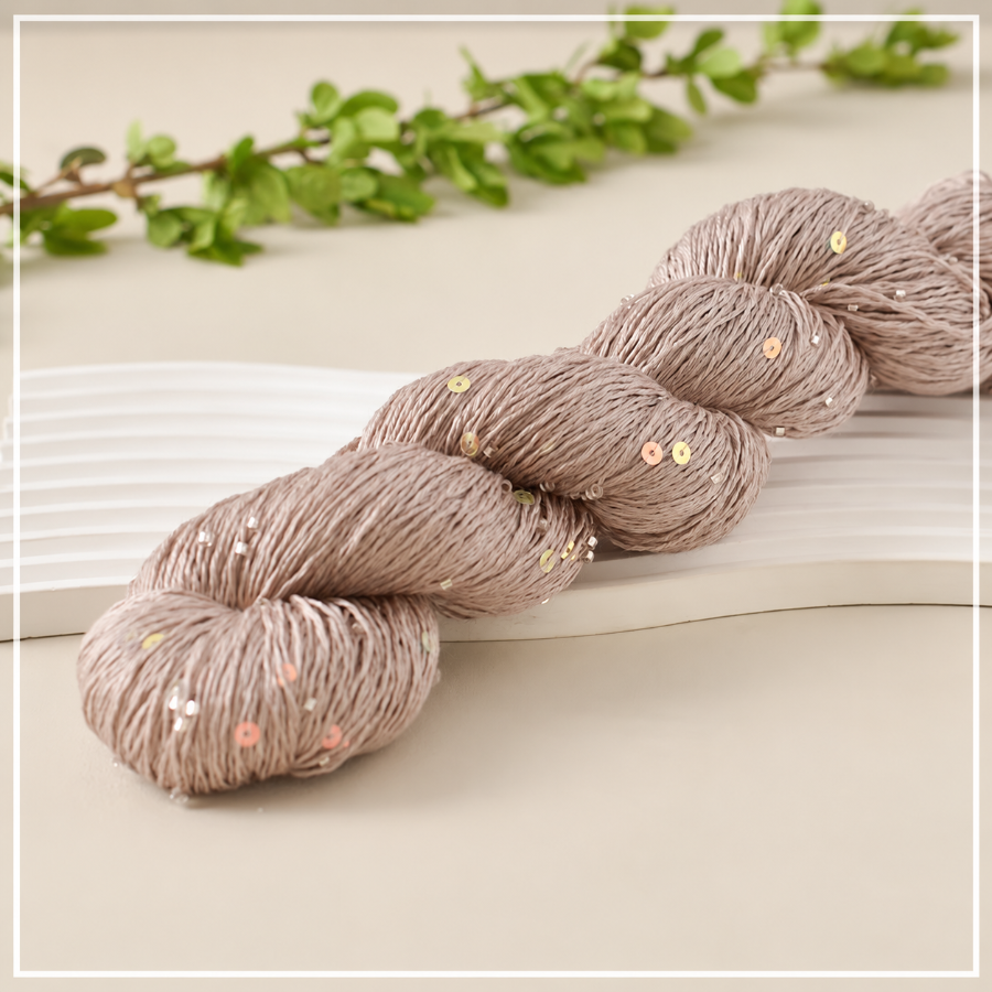 Decorative yarn with beads and sequins, 100 g / 400 m