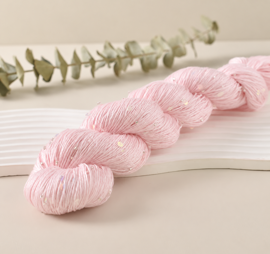 Decorative yarn with beads and sequins, 100 g / 400 m