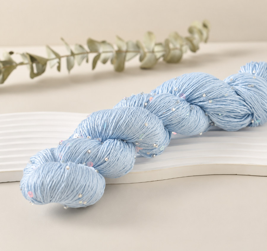 Decorative yarn with beads and sequins, 100 g / 400 m