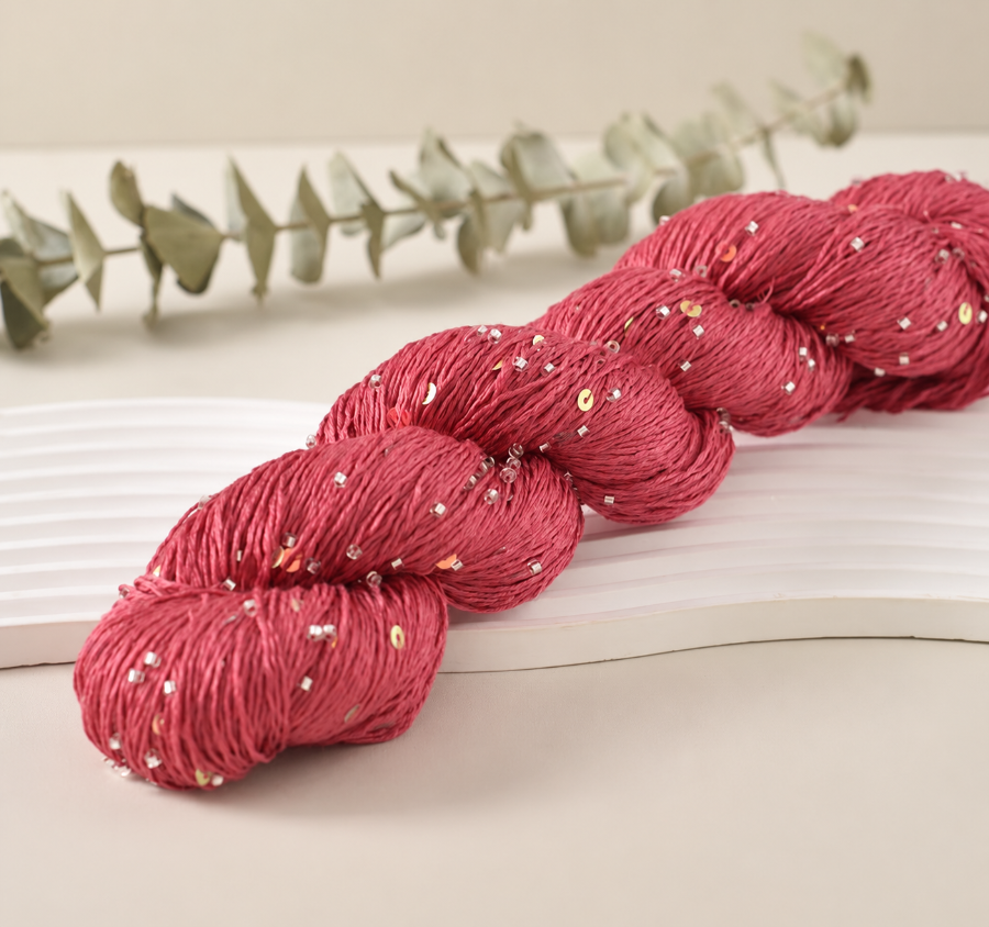Decorative yarn with beads and sequins, 100 g / 400 m