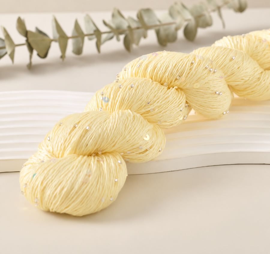 Decorative yarn with beads and sequins, 100 g / 400 m