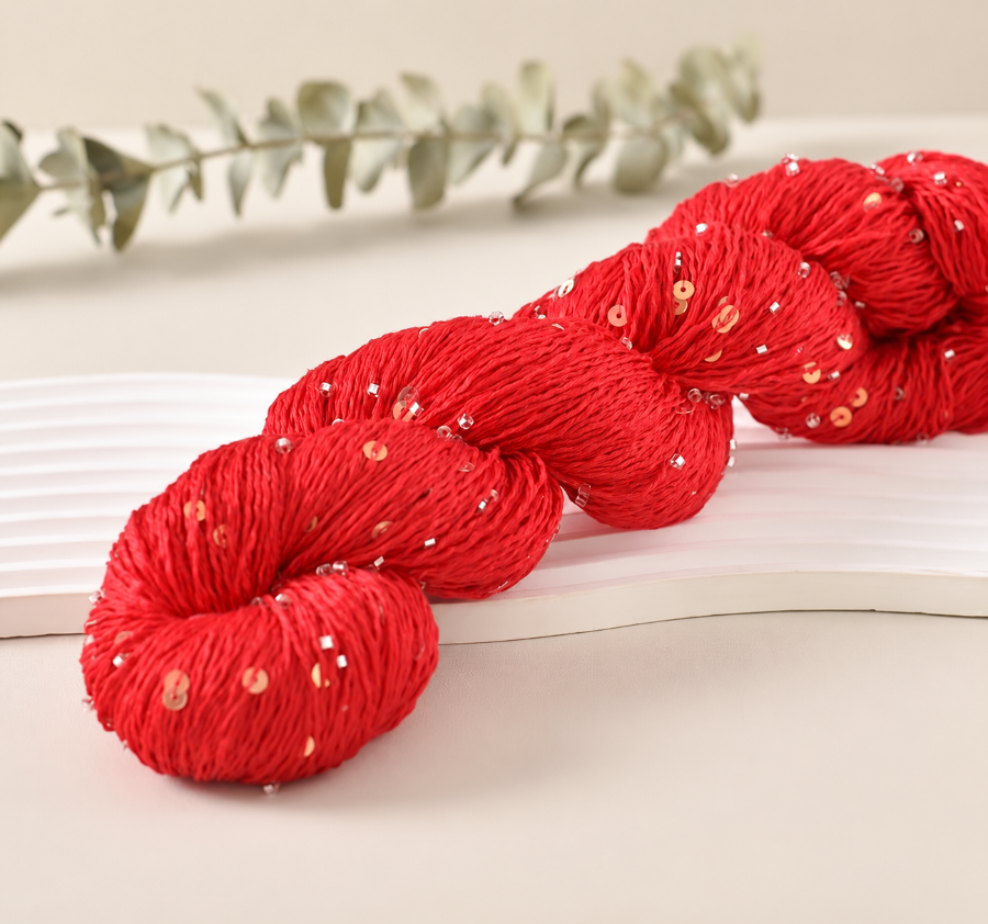 Decorative yarn with beads and sequins, 100 g / 400 m