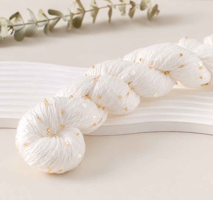Decorative yarn with beads and sequins, 100 g / 400 m