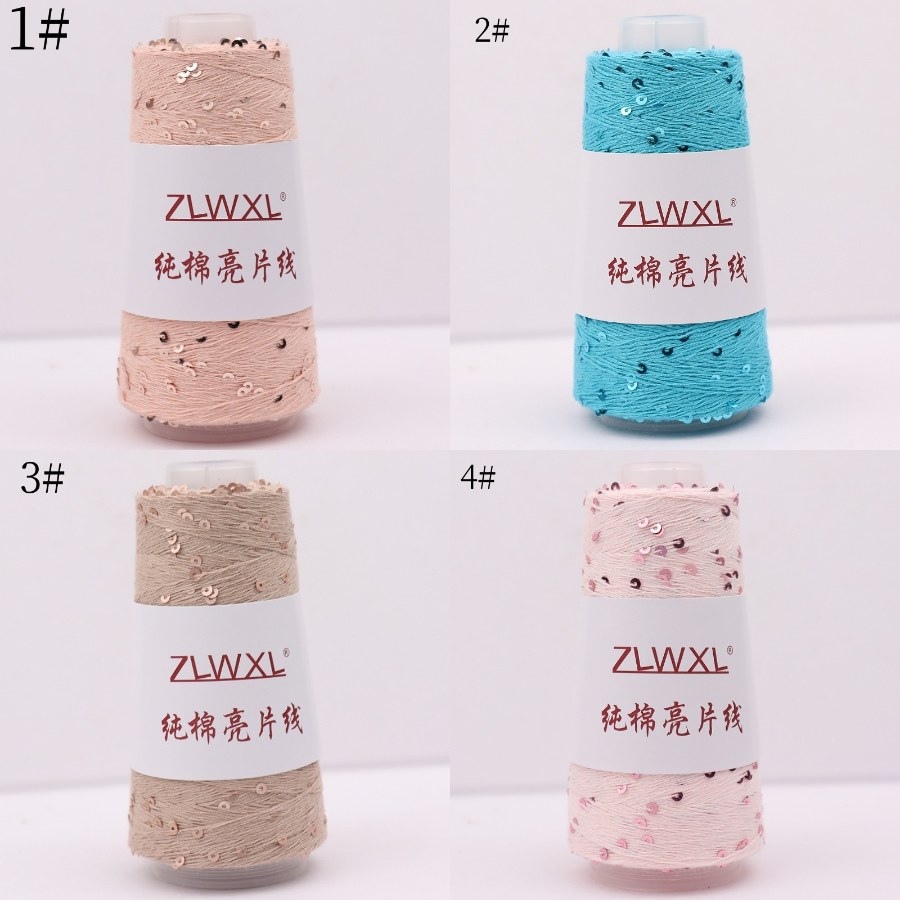 Cotton yarn with 3 mm sequins, 50–1000 g