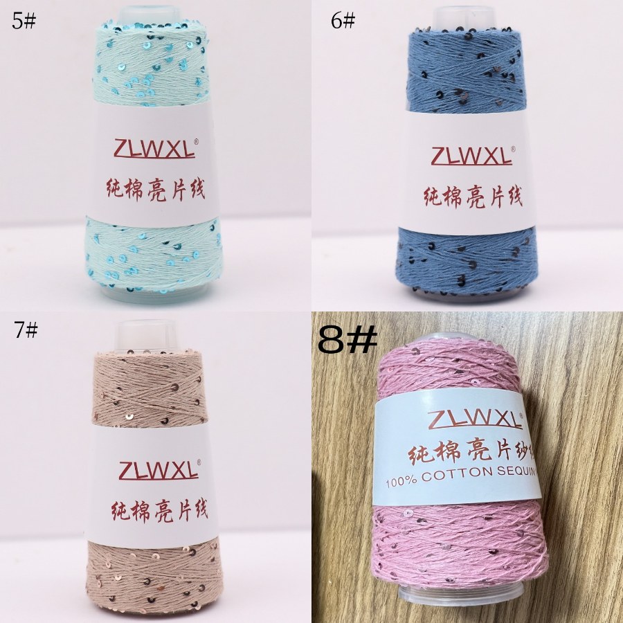 Cotton yarn with 3 mm sequins, 50–1000 g