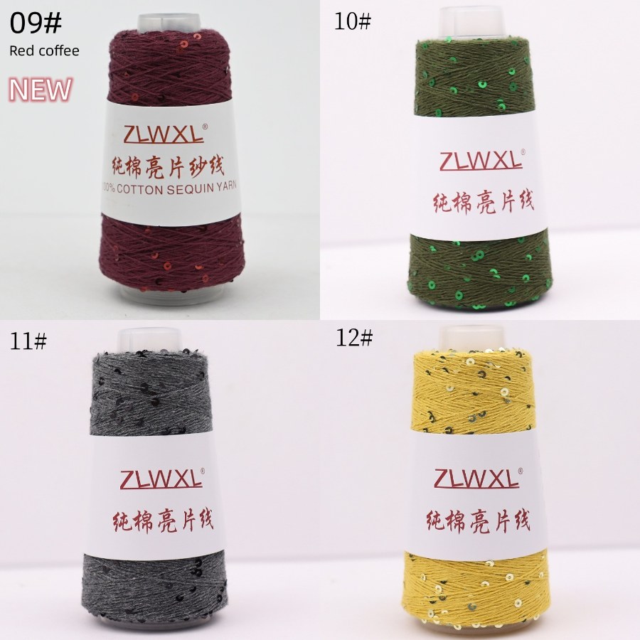 Cotton yarn with 3 mm sequins, 50–1000 g