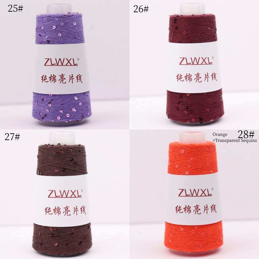 Cotton yarn with 3 mm sequins, 50–1000 g