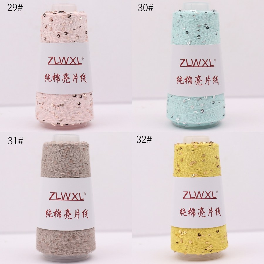 Cotton yarn with 3 mm sequins, 50–1000 g