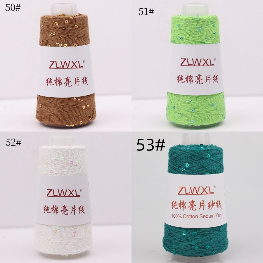 Cotton yarn with 3 mm sequins, 50–1000 g