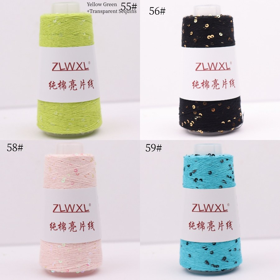 Cotton yarn with 3 mm sequins, 50–1000 g
