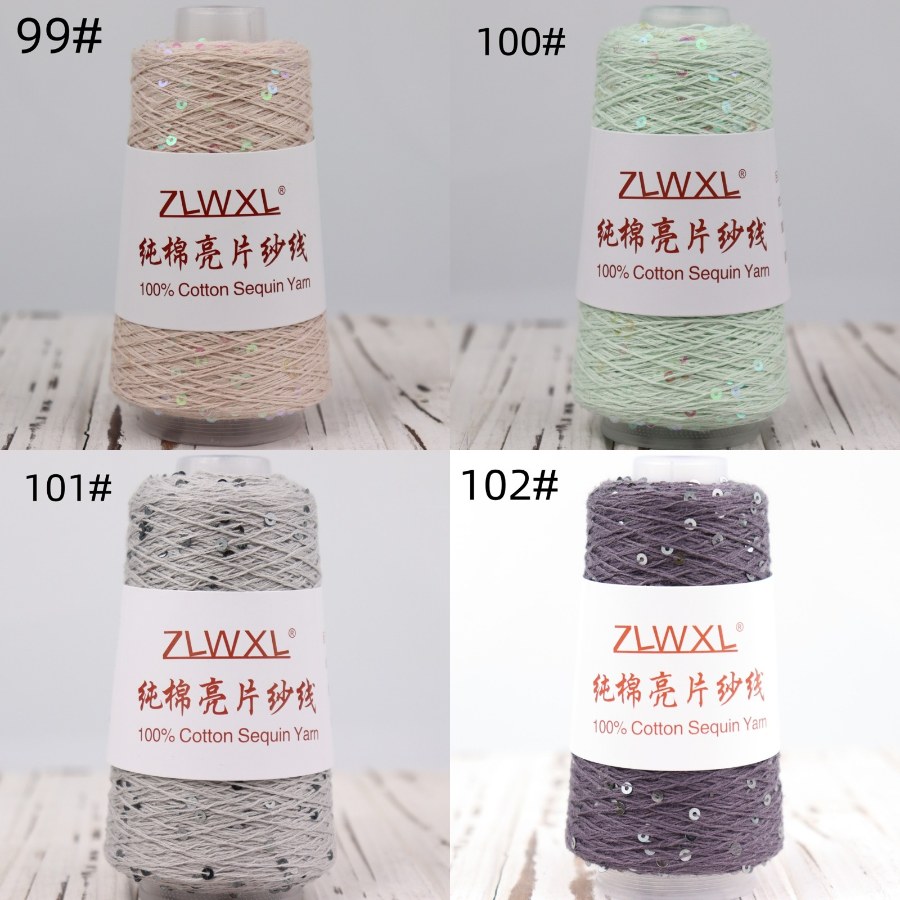 Cotton yarn with 3 mm sequins, 50–1000 g