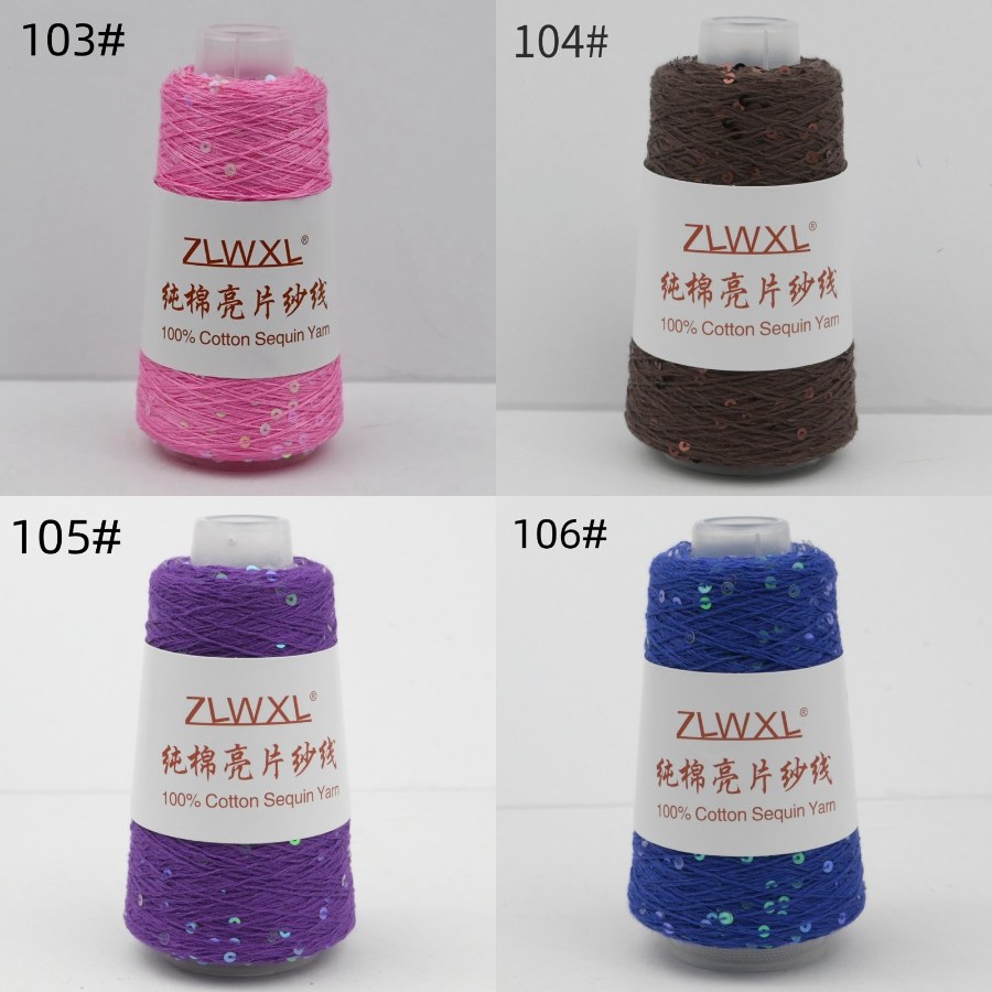 Cotton yarn with 3 mm sequins, 50–1000 g