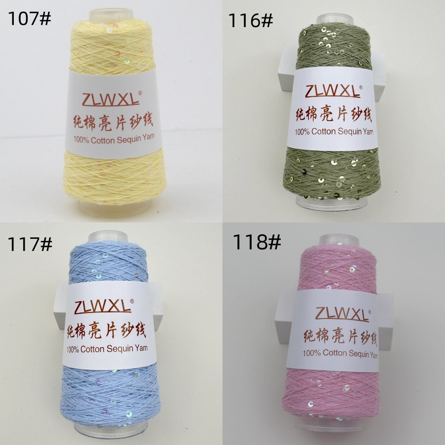 Cotton yarn with 3 mm sequins, 50–1000 g