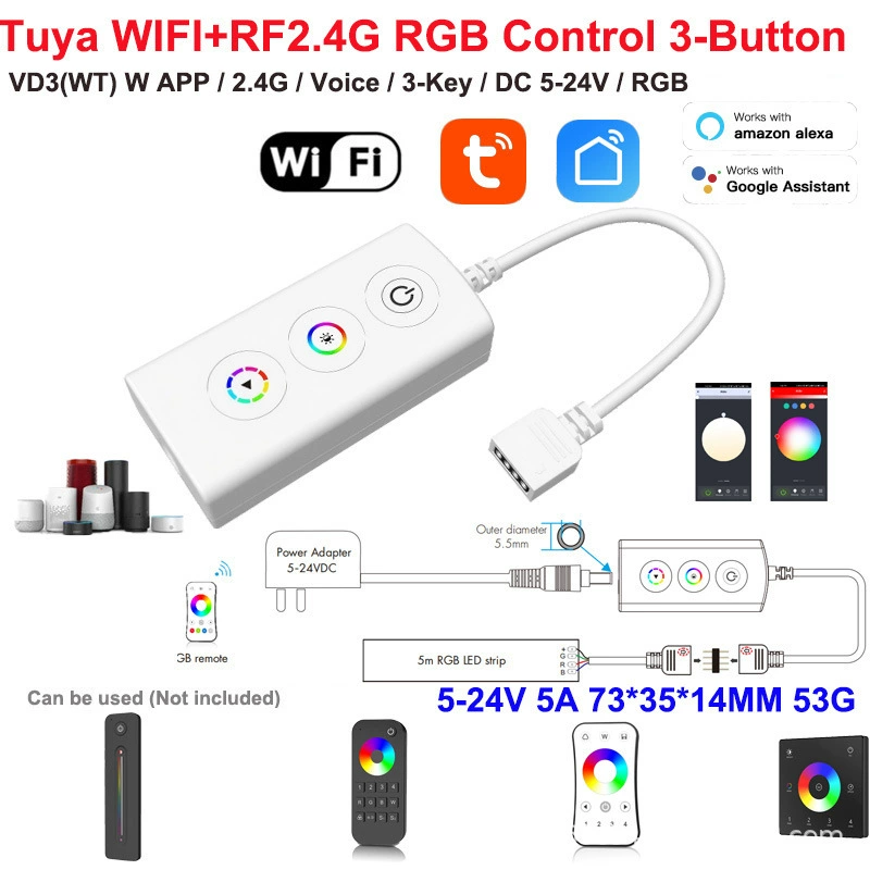 Wi-Fi контроллеры Tuya SUNSPURT: VD1 DIM, VD3 RGB, VD4 RGBW, WT-SPI