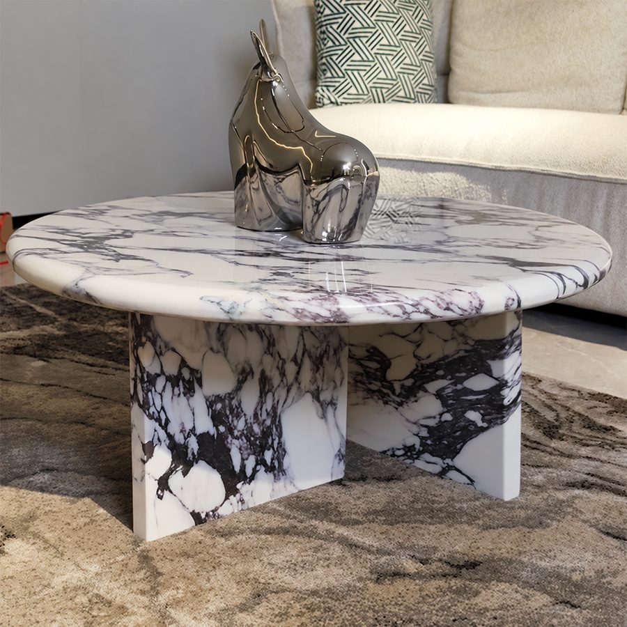 225 French-style marble coffee and side tables